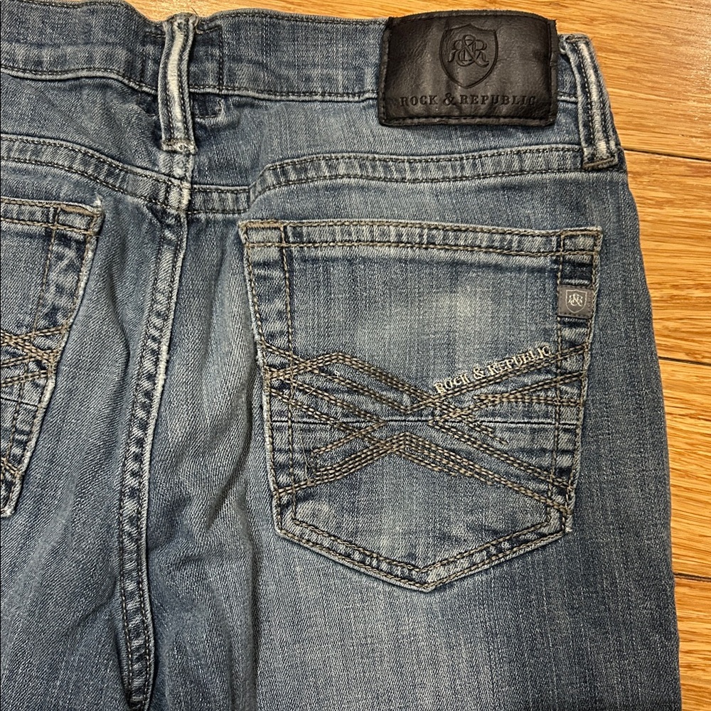 Rock & Republic Eclectic Grandpa Faded Blue Jeans Y2K Strait Leg 30